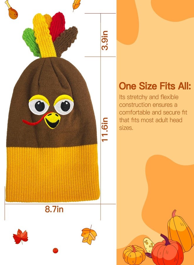 Dkomekii Thanksging Turkey Run Beanie Hat Turkey Running Hats Pom Poms for Men Women Runners Role Play Knitted Cap - Image 5